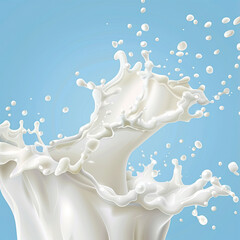 milk splash isolated on blue background