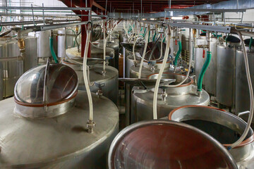 Closeup view of tanks with perfume fragrance.