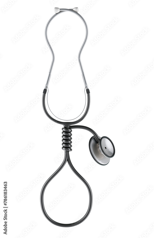 Poster noose from stethoscope. medical error, concept. 3d rendering isolated on transparent background
