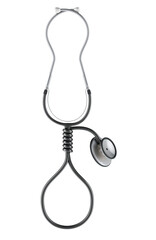 Noose from stethoscope. Medical error, concept. 3D rendering isolated on transparent background