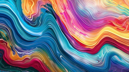 Fototapeta premium Waves of abstract gradient color lines create a dynamic spectrum 
