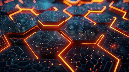 Abstract geometric shapes interconnected by glowing lines, representing the digital world