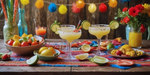 Obraz na płótnie Canvas Mexican sombrero and fruit, Summer