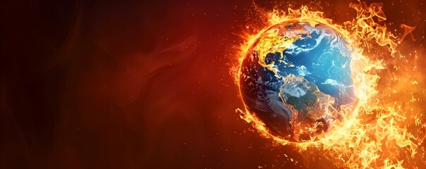 A Fiery Globe Europe Ablaze a Stark Warning on Climate Crisis Vulnerability - obrazy, fototapety, plakaty