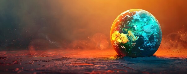 Obraz na płótnie Canvas Thermal Colored Globe Showing Europe s Climate Vulnerability