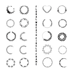 Floral Wreath Circle Frame Vector Pack
