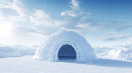 A photo of an Igloo in Minimalistic Arctic Style