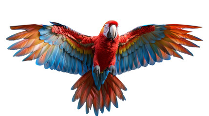 Flying Scarlet Macaw Parrot on Transparent Background