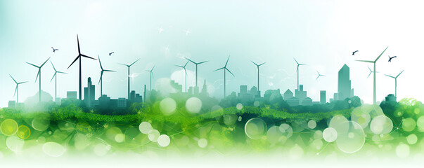 Renewable energy from wind turbines. with the bokeh background environmentally friendly planet 