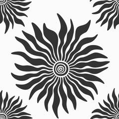 Flower seamless pattern. Flowers with petals isolated on white background. Minimalistic floral graphic print. Vector black and white flower vector background. - 786188406