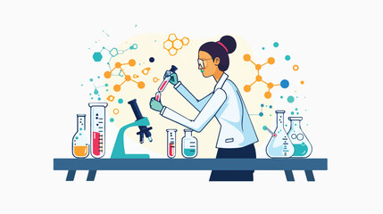 Medical chemistry lab worker researching molecular