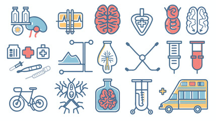 Medicine  medical specialties. Thin line art icons se