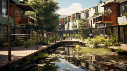 Obraz premium A photo of Co-housing Reflecting Tranquility