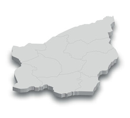 3d San Marino white map with regions isolated