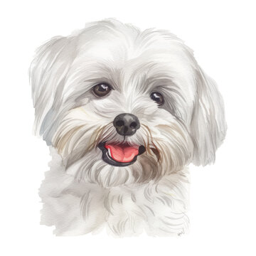 Maltese dog watercolor good quality and good design
