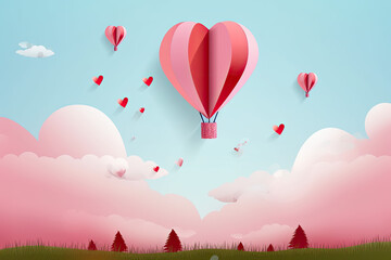 Origami Love: A Beautiful Illustration for Valentine's Day Celebration - obrazy, fototapety, plakaty