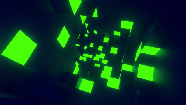 Block tunnel green glow 3d seamless loop