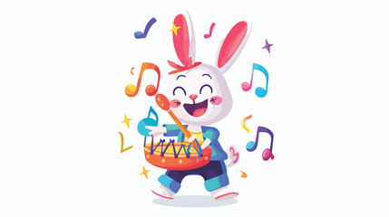 Obraz na płótnie Canvas Musician rabbit animal playing music tambourine