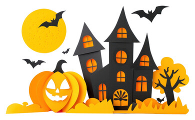 Fototapeta premium PNG Halloween white background anthropomorphic jack-o'-lantern.