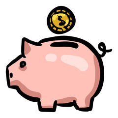 Piggy bank - Hand Drawn Doodle Icon