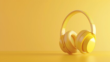 A 3D animated scene where yellow headphones rotate slowly in space