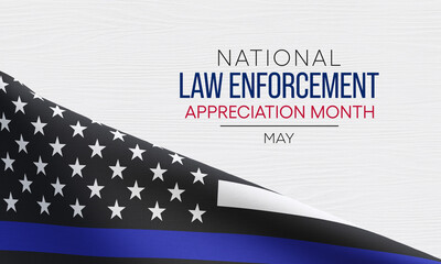Law enforcement appreciation Month is observed every year in May, to thank and show support to our local law enforcement officers who protect and serve. 3D Rendering
