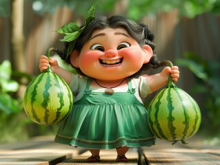 Fototapeta premium Cartoon watermelon