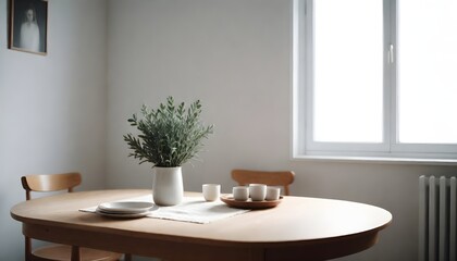 Clean Aesthetic Scandinavian style table with decorations. Zen. Spiritual	
