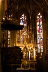 Fototapeta na wymiar Inside of Cathedral of St. Peter and Paul in Vishegrad, Prague