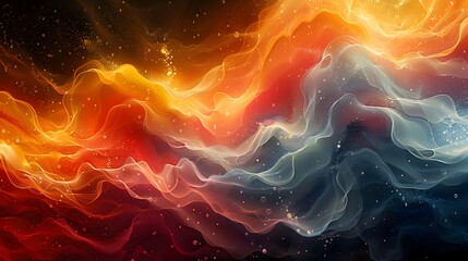  A digital painting depicting the fluidity of motion through swirling shapes and vibrant colors - obrazy, fototapety, plakaty