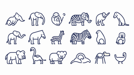 Popular wild life animals thin line icons set. Modern