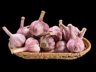 garlic on a black background
