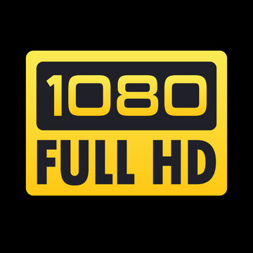 1080p Full HD icon golden color badge vector illustration