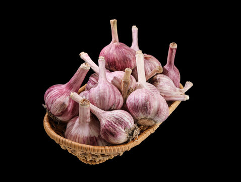 garlic on a black background