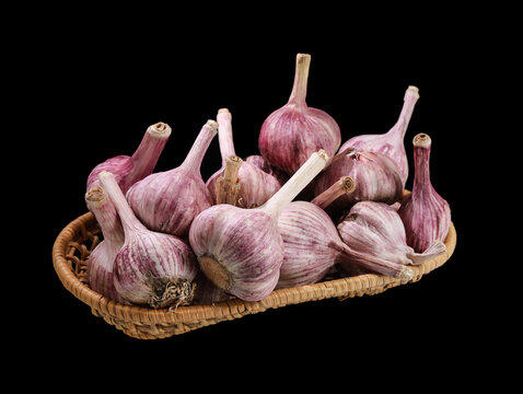 garlic on a black background