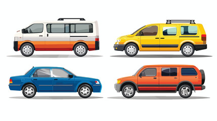 Private transportation. 4 various cars and vehicles illustration