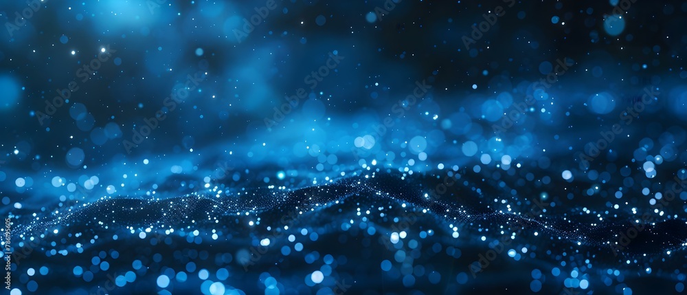 Poster stellar data waves: networking in the digital cosmos. concept networking, digital communication, tec