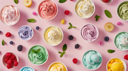 Dessert Dream: Colorful Ice Cream Swirls and Textures on Display - obrazy, fototapety, plakaty