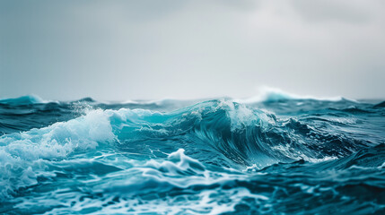 Wave Power: Vibrant Blue Ocean Waves in Motion - obrazy, fototapety, plakaty