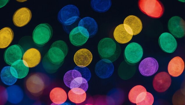 An abstract photograph of indigo, lime, and coral colorful LED lights.