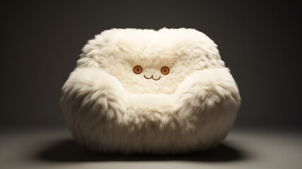 sofa, soft chair in the shape of a cat, abstract piece of unusual home furniture modern interior design, fictional object