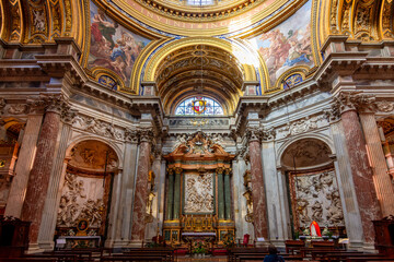 Sant'Agnese in Agone church interiors on Piazza Navona square, Rome, Italy