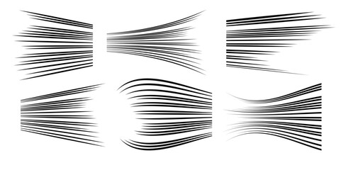 Speed lines. Vector manga effect. Simple background of motion elements. Comic graphic design of fast motion.