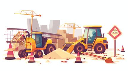 Obraz na płótnie Canvas Road construction site with equipment