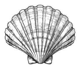 PNG Scallop sea shell invertebrate seashell seafood. - obrazy, fototapety, plakaty