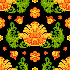 Seamless pattern in traditional folk style vector