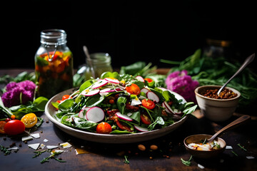 Spring Mix Salad, Fresh greens, veggies, a light vinaigrette