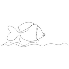 Continuous single one line drawing of fish  International world Oceans day