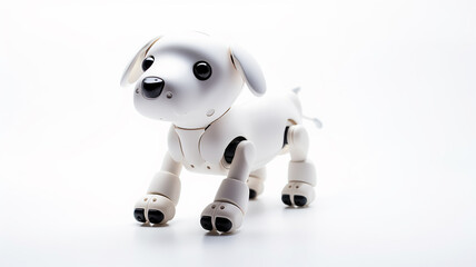 Fototapeta premium white dog robot, futuristic cyborg toy, abstract contrived graphics