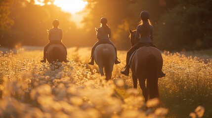 silhouette of a riders on a horse - obrazy, fototapety, plakaty